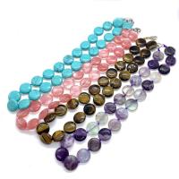 Natural Gemstone Necklace, Natural Stone, Flat Round, different materials for choice & Unisex, more colors for choice, 16mm, Length:Approx 14.96 Inch, Sold By PC