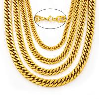 Titanium Steel Chain Necklace Vacuum Ion Plating Unisex golden Sold By PC