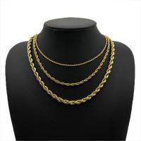 Partículas de acero Collar de cadena, Cadena de cuerda francesa & unisexo & diverso tamaño para la opción, dorado, Vendido por UD