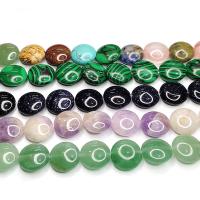 Gemstone Jewelry Beads, Natural Stone, Flat Round, DIY & different materials for choice, more colors for choice, 12x12x6mm, Approx 33PCs/Strand, Sold By Strand