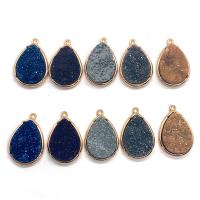 Ice Quartz Agate Pendant, with Brass, Teardrop, gold color plated, Druzy Geode Style & Unisex, more colors for choice, 12x18-18x26mm, Sold By PC