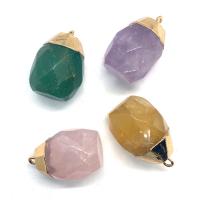 Gemstone Pendants Jewelry, Natural Stone, with Brass, gold color plated, different materials for choice & Unisex & faceted, more colors for choice, 21x31mm, Sold By PC