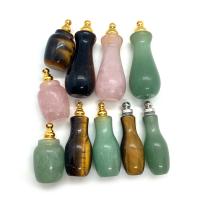 Natural Stone Perfume Bottle Pendant with Brass gold color plated Unisex Sold By PC