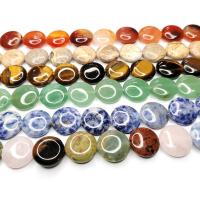 Бусины из поделочных камней, Природный камень, Плоская круглая форма, DIY & различные материалы для выбора, Много цветов для выбора, 16x16x6mm, Приблизительно 25ПК/Strand, продается Strand
