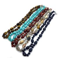 Natural Gemstone Necklace, Natural Stone, different materials for choice & Unisex, more colors for choice, 10x14mm, Length:Approx 14.96 Inch, Sold By PC