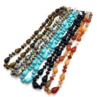 Natural Gemstone Necklace, Natural Stone, Teardrop, different materials for choice & Unisex, more colors for choice, 11x20mm, Length:Approx 14.96 Inch, Sold By PC