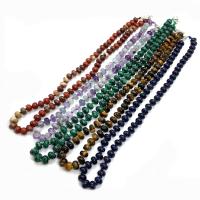 Natural Gemstone Necklace, Natural Stone, Flat Round, different materials for choice & Unisex, more colors for choice, 5x9mm, Length:Approx 14.96 Inch, Sold By PC