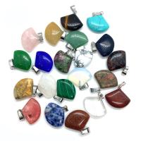 Gemstone Pendants Jewelry, Natural Stone, Fan, different materials for choice & Unisex, more colors for choice, 21x22mm, Sold By PC
