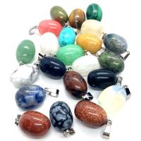 Gemstone Pendants Jewelry, Natural Stone, Oval, different materials for choice & Unisex, more colors for choice, 13x22mm, Sold By PC