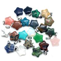 Gemstone Medálok Ékszer, Természetes kő, Csillag, különböző anyagok a választás & egynemű, több színt a választás, 20x23mm, Által értékesített PC