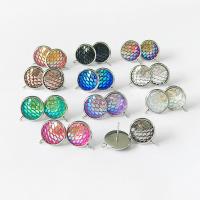 304 Stainless Steel Earring Drop Component with Resin Round DIY & for woman 12mm Approx Sold By Bag