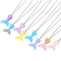 Resin Necklace, 304 Stainless Steel, with Resin, Mermaid tail, for woman, more colors for choice, 32x41mm, Length:Approx 17.72 Inch, Approx 10PCs/Bag, Sold By Bag