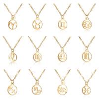 Titanium Steel Necklace with 1.97Inch extender chain Galvanic plating Zodiac symbols jewelry & for woman golden Length Approx 15.75 Inch Sold By PC