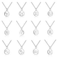 Titanium Steel Necklace, with 1.97Inch extender chain, Zodiac symbols jewelry & for woman, original color, 10.80x13.40mm, Length:Approx 15.75 Inch, Approx 12PCs/Set, Sold By Set