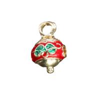 Tibetan Style Enamel Pendants, gold color plated, Unisex, red, nickel, lead & cadmium free, 12x18mm, Approx 50PCs/Bag, Sold By Bag