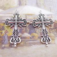 Tibetan Style Cross Pendants, silver color plated, fashion jewelry, silver color, nickel, lead & cadmium free, 43x64mm, 30PCs/Bag, Sold By Bag