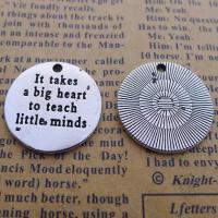 Tibetan Style Message Pendants, Round, silver color plated, fashion jewelry, silver color, nickel, lead & cadmium free, 22x22mm, 100PCs/Bag, Sold By Bag