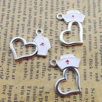 Zinc Alloy Heart Pendants silver color plated fashion jewelry & enamel silver color nickel lead & cadmium free Sold By Bag
