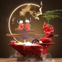 Backflow Incense Burner, Porcelain, half handmade, for home and office & durable & with LED light & different size for choice & different styles for choice, Sold By PC
