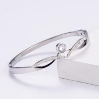 316L Stainless Steel Bangle, Donut, Vacuum Ion Plating, fashion jewelry & for woman & with rhinestone, more colors for choice, 59x51mm, Sold By PC