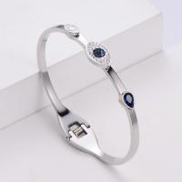 316 Stainless Steel Bangle Donut Vacuum Ion Plating fashion jewelry & evil eye pattern & for woman & with rhinestone Sold By PC