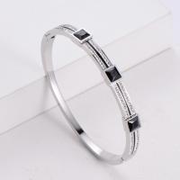 316 Stainless Steel Bangle Donut Vacuum Ion Plating fashion jewelry & for woman & with rhinestone Sold By PC