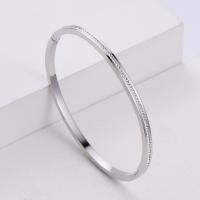 316 Stainless Steel Bangle, Donut, Vacuum Ion Plating, fashion jewelry & for woman & with rhinestone, more colors for choice, 60x52x0.30mm, Sold By PC