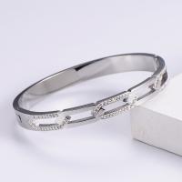 316 Stainless Steel Bangle, Donut, Vacuum Ion Plating, fashion jewelry & for woman & with rhinestone, more colors for choice, 55x45mm, Sold By PC