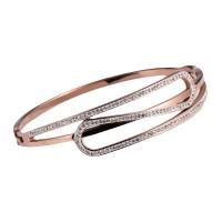 316 Stainless Steel Bangle, Donut, Vacuum Ion Plating, fashion jewelry & for woman & with rhinestone, more colors for choice, 55x50mm, Sold By PC
