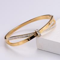 316 Stainless Steel Bangle Donut Vacuum Ion Plating fashion jewelry & for woman & with rhinestone Sold By PC