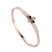316 Stainless Steel Bangle, Donut, Vacuum Ion Plating, fashion jewelry & for woman & with rhinestone, more colors for choice, 59x52mm, Sold By PC