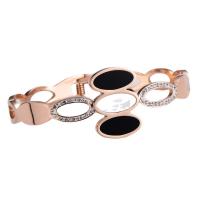316 Stainless Steel Bangle, Donut, Vacuum Ion Plating, fashion jewelry & for woman & with rhinestone, more colors for choice, 55x45mm, Sold By PC