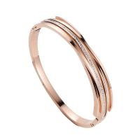 316 Stainless Steel Bangle, Donut, Vacuum Ion Plating, fashion jewelry & for woman & with rhinestone, more colors for choice, 57x51mm, Sold By PC