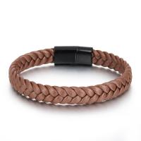 PU Leather Cord Bracelets, Tibetan Style, with PU Leather, Vacuum Ion Plating, fashion jewelry & different styles for choice & for man, more colors for choice, nickel, lead & cadmium free, 25mm, Length:Approx 8.46 Inch, Sold By PC