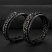 PU Leather Cord Bracelets Zinc Alloy with PU Leather Vacuum Ion Plating fashion jewelry & for man nickel lead & cadmium free 22mm Length Approx 8.46 Inch Sold By PC
