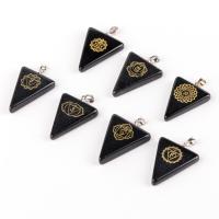 Natural Black Obsidian Pendants, Triangle, stoving varnish, DIY & different designs for choice, black, 25x30mm, Sold By PC