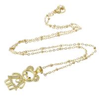 Cubic Zircon Micro Pave Brass Necklace, Bear, gold color plated, micro pave cubic zirconia & for woman & hollow, 13.50x24x2mm, Length:Approx 18 Inch, Sold By PC