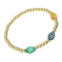 Brass Bracelet, with Plastic, gold color plated, for woman, Length:Approx 6.8 Inch, Sold By PC