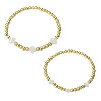 laiton bracelet, avec résine, Placage de couleur d'or, normes différentes pour le choix & pour femme, blanc, 13x15x4mm, Vendu par PC