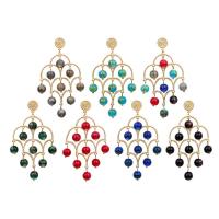 Gemstone Earrings, liga de zinco, with Pedra natural, joias de moda & para mulher, Mais cores pare escolha, níquel, chumbo e cádmio livre, 73x40mm, vendido por par