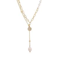 Zinek šperky náhrdelník, s perla, s 2.17inch extender řetězce, různé styly pro výběr & pro ženy, nikl, olovo a kadmium zdarma, Délka Cca 14.37 inch, Prodáno By PC