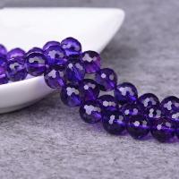 Natural Amethyst Beads Round Carved DIY  & faceted purple Sold Per Approx 15 Inch Strand
