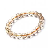 Rutilated Quartz Bracelet, Round, different grades for choice & Unisex & different size for choice, yellow, Sold Per 18 cm Strand