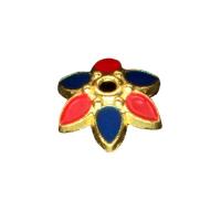 Zinc Alloy Bead Cap Flower gold color plated DIY & enamel mixed colors nickel lead & cadmium free 10mm Approx Sold By Bag