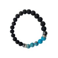 Gemstone Bracelets Lava with Impression Jasper & Hematite Round Unisex & faceted 8mm Length Approx 7.48 Inch Sold By PC