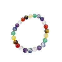 Gemstone Bracelets Round Unisex multi-colored 8mm Length Approx 7.48 Inch Sold By PC