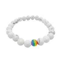 Howlite Bracelet, Round, Unisex, white, 8mm, Length:Approx 7.48 Inch, Sold By PC