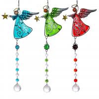 Hanging Ornaments Crystal with Iron Angel plated faceted 450mm Sold By PC