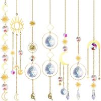 Hanging Ornaments Crystal with Iron gold color plated faceted 450mm Sold By PC