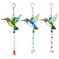 Hanging Ornaments Crystal with Iron Bird plated faceted 450mm Sold By PC